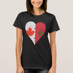 Canadian Moroccan Flagga Heart T Shirt