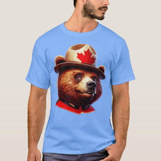 Canadian Mountie Bear Illustration T Shirt
