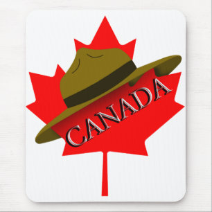 Canadian Mountie Hat på Red Maple Löv Musmatta