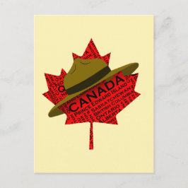 Canadian Mountie Hat på Red Maple Löv Vykort