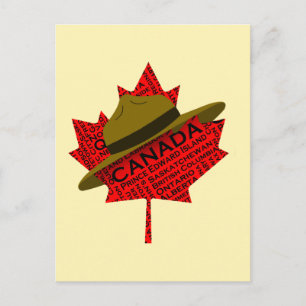 Canadian Mountie Hat på Red Maple Löv Vykort