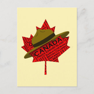 Canadian Mountie Hat på Red Maple Löv Vykort