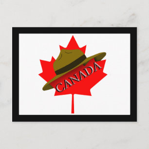Canadian Mountie Hat på Red Maple Löv Vykort