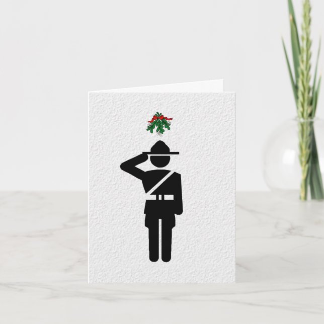 Canadian Mountie Icon & Mistletoe-julkort Kort (Framsida)