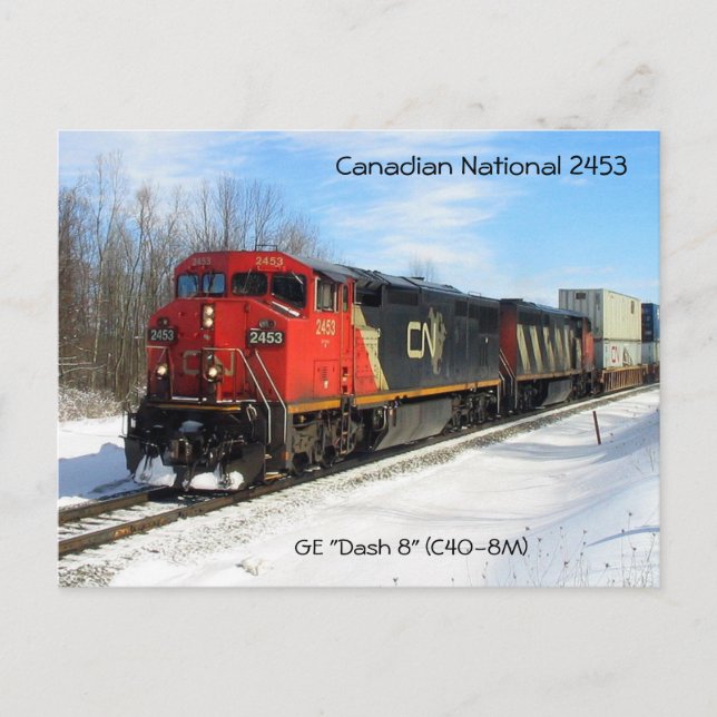 Canadian National CN 2453 - GE "Dash 8" Locomotive Vykort (Framsida)