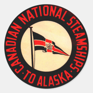 Canadian National Steamship to Alaska Runt Klistermärke