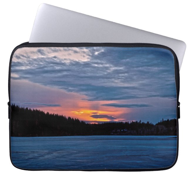Canadian Nature Ligcape Winter Sjö Sunset Laptop Sleeve (Framsidan)