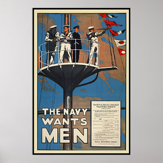 Canadian Navy Wants Manar Vintage WW2 Poster