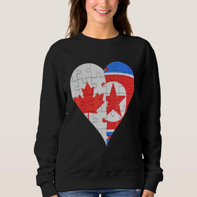 Canadian North Korea Flagga Heart T Shirt (Framsida)
