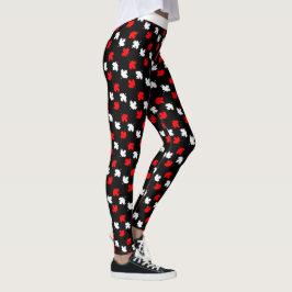 CANADIAN Patriot Red and White Maple på BLACK Leggings
