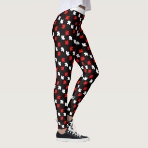 CANADIAN Patriot Red and White Maple på BLACK Leggings