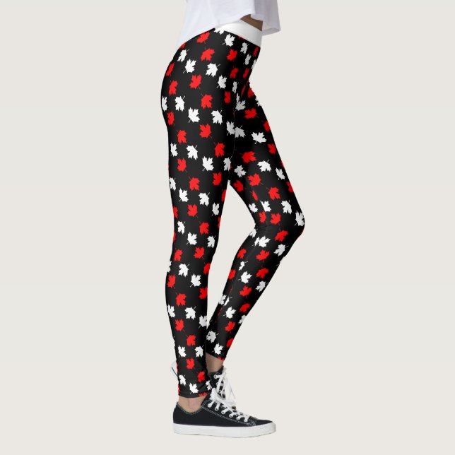 CANADIAN Patriot Red and White Maple på BLACK Leggings (Höger)