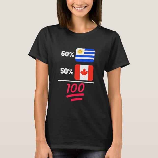 Canadian Plus Uruguay Mix Flagga Heritage T Shirt (Framsida)