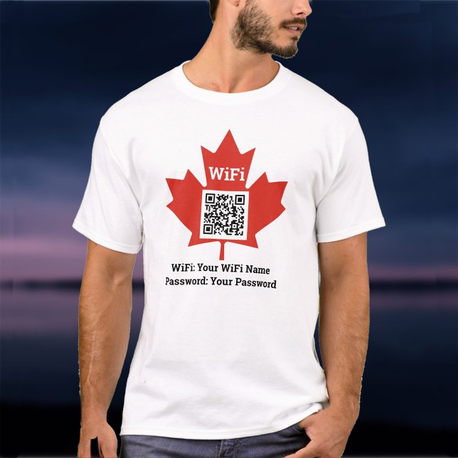 Canadian Pub Wifi Plus QR Code Plus Adress på en T Shirt (Skapare uppladdad)