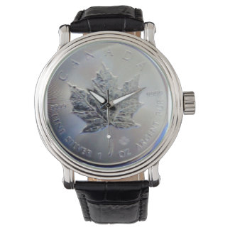 Canadian Pure Silver Maple Löv Armbandsur