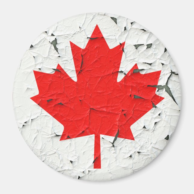 Canadian Red Maple Löv CANADA Peeling Paint stil Magnet (Framsidan)