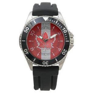 Canadian Red Maple Löv Carbon Fiber retro Dial Armbandsur