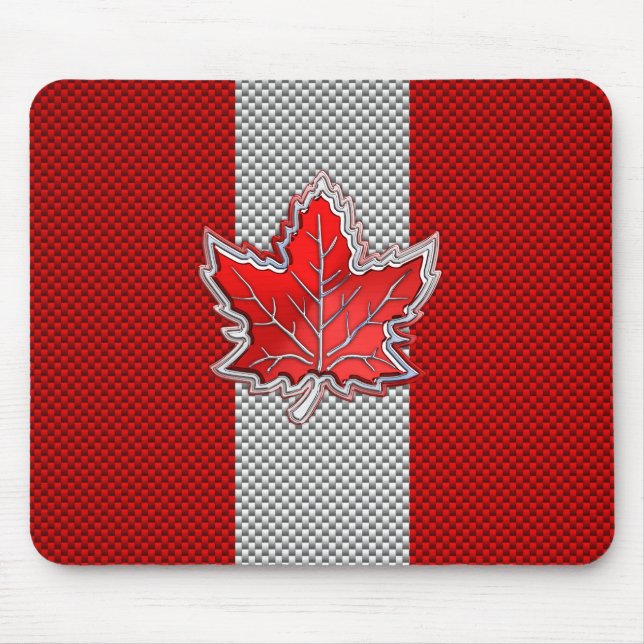 Canadian Red Maple Löv Carbon Fiber retro stil Musmatta (Framsidan)