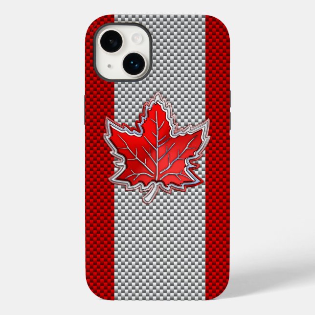 Canadian Red Maple Löv on Carbon Fiber Print (Baksida)
