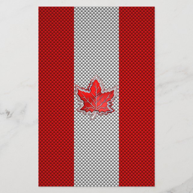 Canadian Red Maple Löv on Carbon Fiber Print Flygblad (Framsidan)