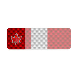 Canadian Red Maple Löv on Carbon Fiber Print Returadress Etikett