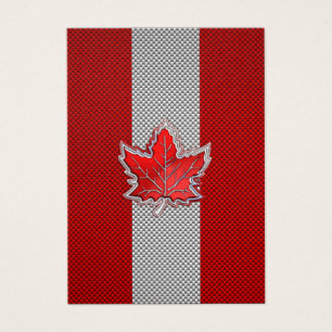 Canadian Red Maple Löv on Carbon Fiber Print Visitkort