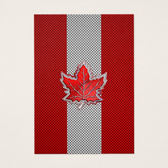 Canadian Red Maple Löv on Carbon Fiber Print Visitkort (Framsidan)