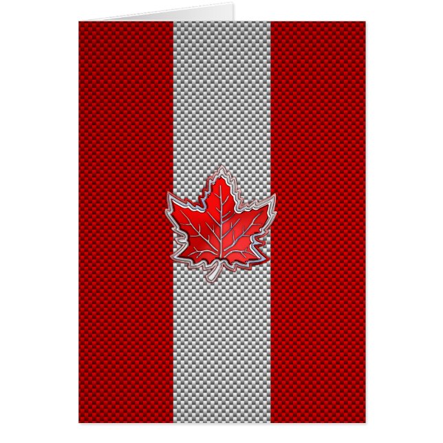 Canadian Red Maple Löv på Carbon Fiber stil Hälsningskort (Framsidan)