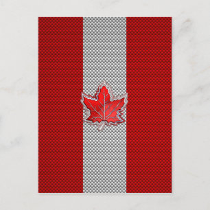 Canadian Red Maple Löv på Carbon Fiber stil Vykort