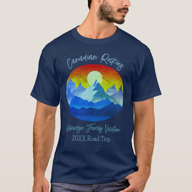 Canadian Rockies Mountains Family Road Resa T Shirt (Framsida)