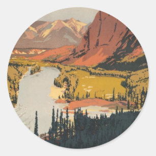 Canadian Rockies Travel Poster Stickers Runt Klistermärke