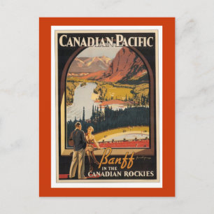 Canadian Rockies Travel Poster Vert Postcard Vykort