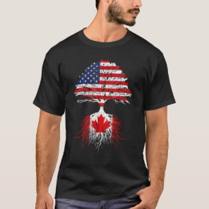 Canadian Roots American Grown Canada Flagga Manar  T Shirt
