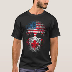 Canadian Roots American Grown Canada Flagga Manar  T Shirt
