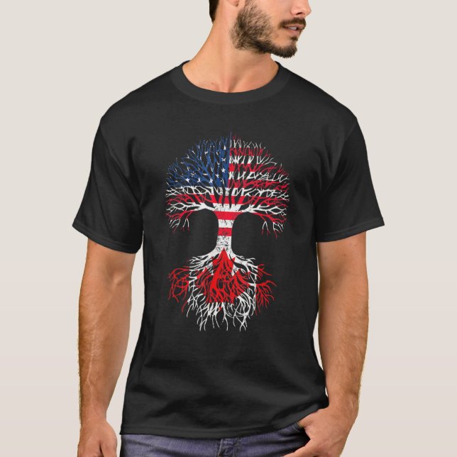 Canadian Roots American Grown Canada Flagga Manar  T Shirt (Framsida)