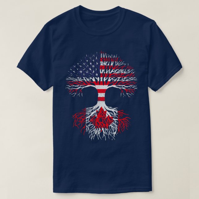 Canadian Roots American Grown Canada Flagga T Mana T Shirt (Design framsida)
