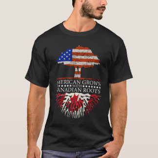 Canadian Roots American Grown Träd Flagga USA Kana T Shirt