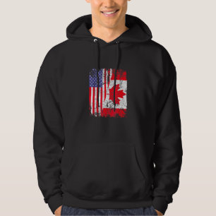 Canadian Roots HalAmerican Flagga Kanada Hoodie