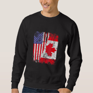 Canadian Roots HalAmerican Flagga Kanada Lång Ärmad Tröja