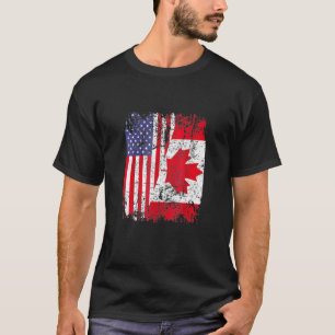 Canadian Roots HalAmerican Flagga Kanada T Shirt