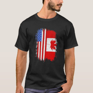 Canadian Roots HalAmerican Flagga Kanada T Shirt