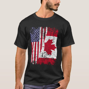 Canadian Roots HalAmerican Flagga Kanada T Shirt