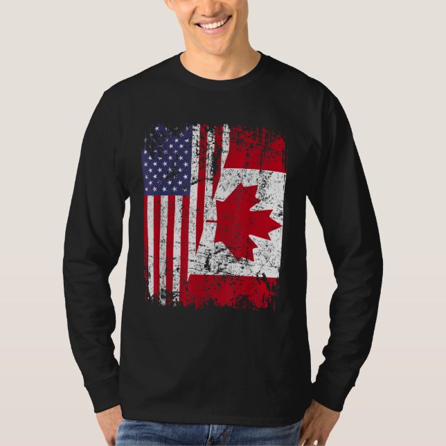 CANADIAN ROOTS Halamerikanska Flagga KANADA T Shirt (Framsida)