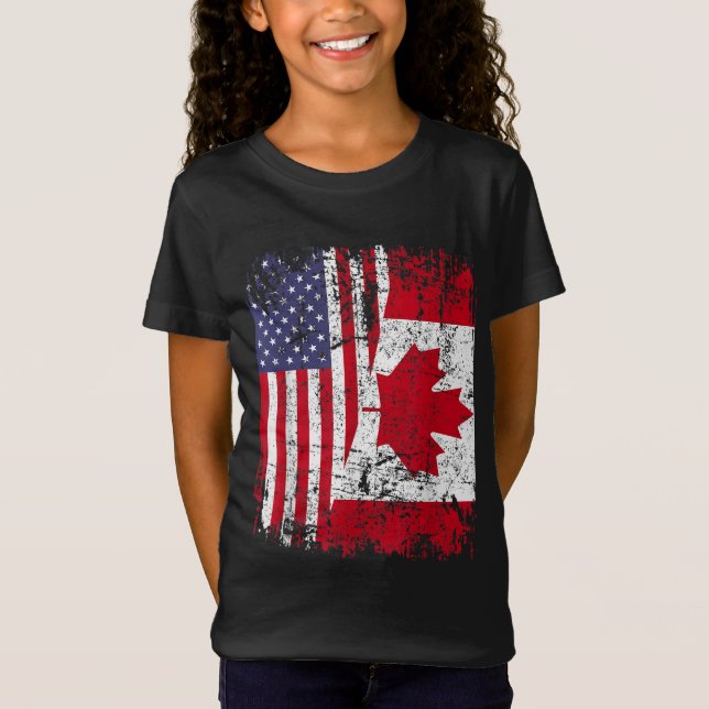 CANADIAN ROOTS Halamerikanska Flagga KANADA T Shirt (Framsida)