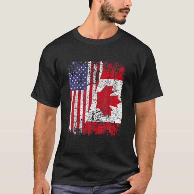 CANADIAN ROOTS Halamerikanska Flagga KANADA T Shirt (Framsida)