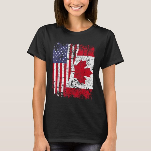 CANADIAN ROOTS Halamerikanska Flagga KANADA T Shirt (Framsida)