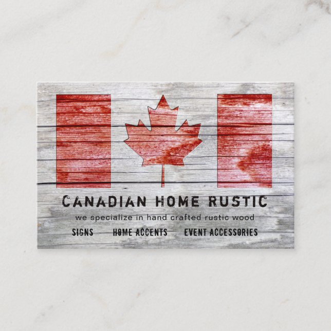Canadian Rustic Wood Craft Work Theme Canad Flagga Visitkort (Framsida)