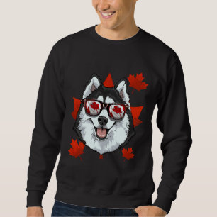 Canadian Siberian husky Hund Maple Löv Patriotic C Lång Ärmad Tröja
