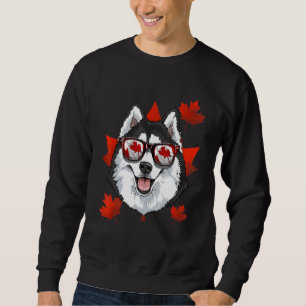 Canadian Siberian husky Hund Maple Löv Patriotic C Lång Ärmad Tröja