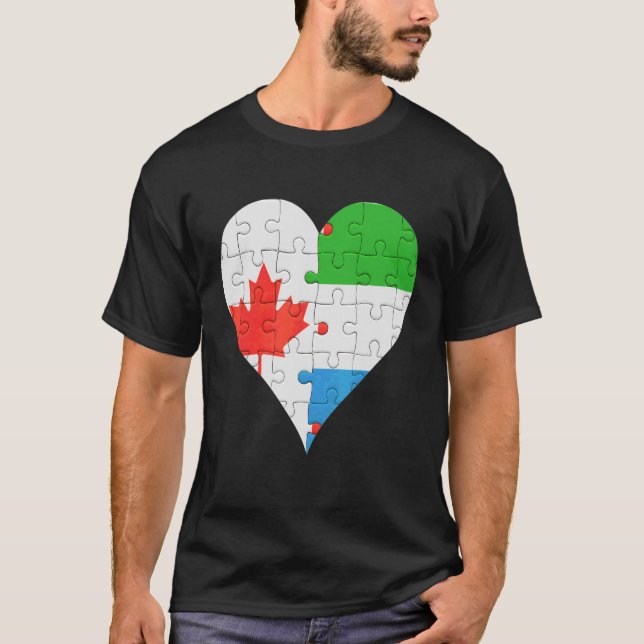 Canadian Sierra Leonean Flagga Heart T Shirt (Framsida)